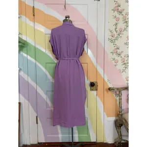 INDAH Lilac Viscose Shirt Dress Belted Midi Resort Boho Size S thumbnail 3
