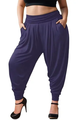NWT White Mark Womens Plus Knit Pull On Jogger Pants PS560-NAVY1XL Navy Blue 1X thumbnail 1