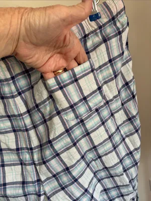 Motherhood White & Navy Plaid Pajama Pants with Pink Drawstring thumbnail 4