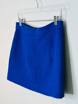 Zara Sapphire Blue Tweed Mini Skirt with Gold Buttons thumbnail 9