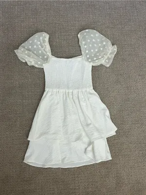 Xtraordinary Women’s White Puff-Sleeve Layered Dress Size XS thumbnail 3