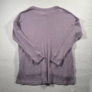 American Eagle Women S Purple Waffle Knit Over Sized Long Sleeve Thermal Tunic thumbnail 4