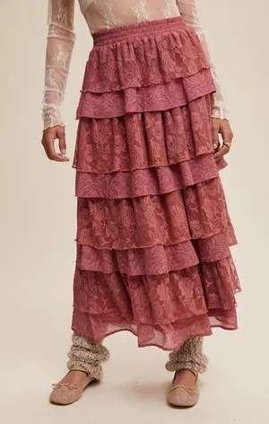 NWT Listicle Kendra Tiered Lace Skirt. Size Medium thumbnail 5