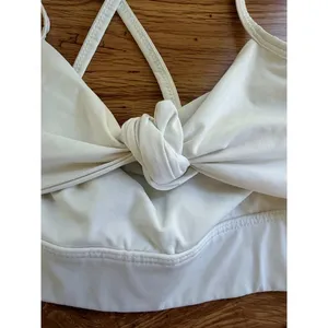 Alala Tie Front Sports Bra‎ Cream Off White Criss Cross Back Small thumbnail 10