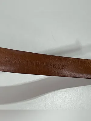 Saks Fifth Avenue Dress Belt Men's 36 Brown Leather Embossed USA Brass Buckle thumbnail 6