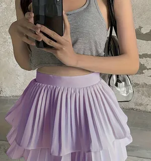 Purple Pleated Layered Skirt Size M thumbnail 2