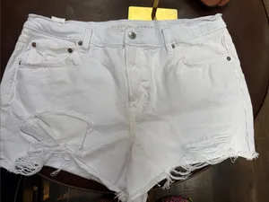 White Distressed Women’s Denim Shorts American Eagle thumbnail 1