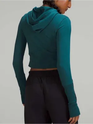 Lululemon Fleece Modal Long Sleeve Hoodie Green Jasper Yoga Pilates Activewear 4 thumbnail 2