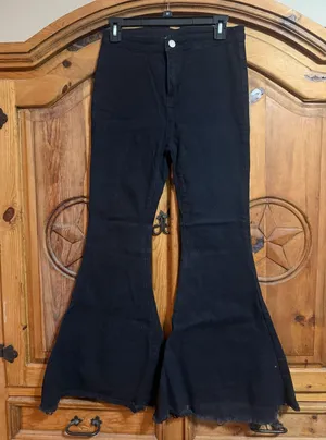 Peach Love Black flare jeans #y2kfashion thumbnail 1