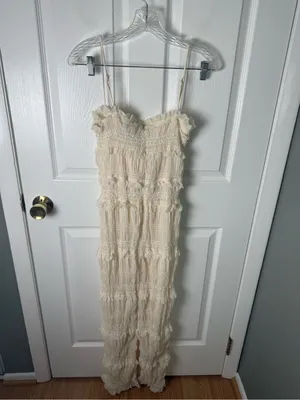 House of CB Solana Ivory Sequin Pleat Maxi Dress S thumbnail 7
