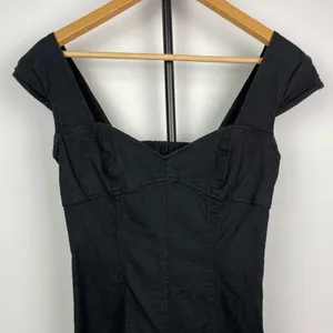 Urban Outfitters‎ Black Linen Blend Sweetheart Fitted Mini Dress thumbnail 2