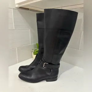 Anne Klein Black Over the Knee Boots Leather Upper Size 7M thumbnail 4