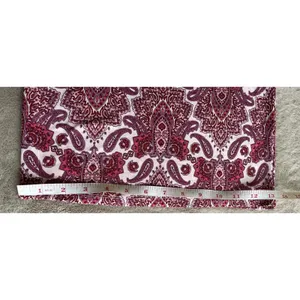 Maurices Womens M Paisley Wide Leg Cropped Jumpsuit Burgundy Boho thumbnail 5