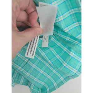 J.Crew Dress Womens 14 Green Plaid Ruffle Neck Tiered Seersucker BP802 New thumbnail 7