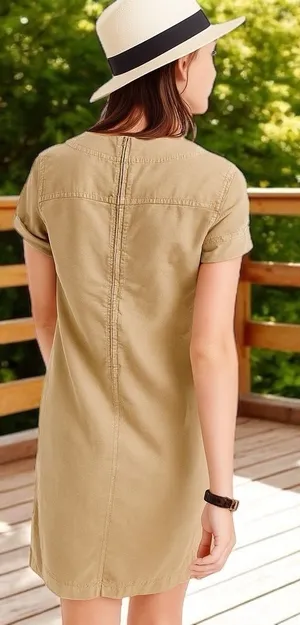 J. Crew‎ Lace up V-Neck Canvas Short Sleeve Khaki Midi Dress Safari Summer 10 thumbnail 1