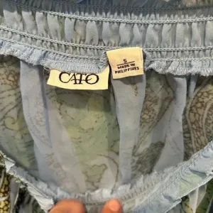 CATO Size Small Blue Green Black‎ Lightweight Flowy Boho Hippie Shirt thumbnail 4