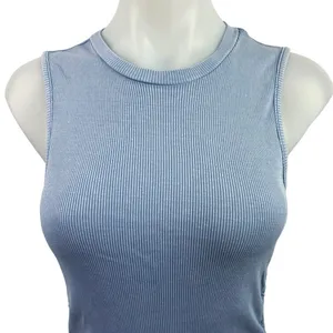 Garage Women's Blue Sleeveless Crew Neck Ruched Mini Bodycon Tank Dress Size M thumbnail 6