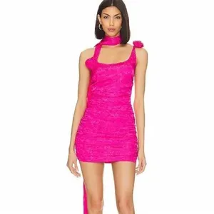 For Love and Lemons Deliza Mini HOT Pink Dress Luxury Revolve New W Tags Prom XS thumbnail 2