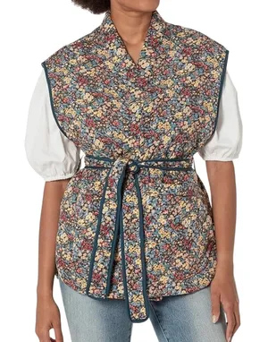 BLANK NYC Quilted In Bloom Wrap Belted Jacket Vest Size M New w Tag MSRP $98 SOO thumbnail 1