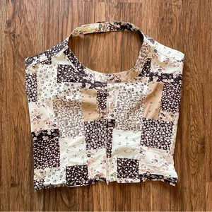 Y2K Halter One Shoulder Bandana Patchwork Top Sz XL White thumbnail 2