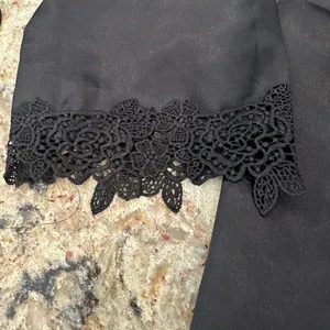 Black Satin Pajama Set Robe Pants Nightie Lace Trim Womens Size M/L New Lingerie thumbnail 5