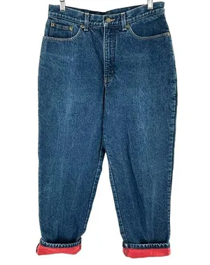 Vintage L.L. Bean Flannel Lined Double L Relaxed Fit Jeans Women's Size 10 thumbnail 1