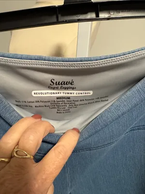 Women’s Light Blue Embroidered Hem Capri leggings thumbnail 2