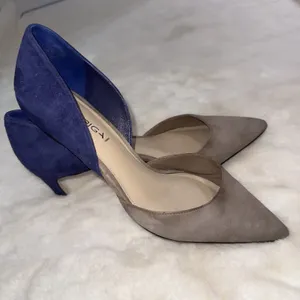 Via Spiga Two-Toned D'Orsay Genuine Leather Blue Taupe Suede Designer Pumps 8.5 thumbnail 12