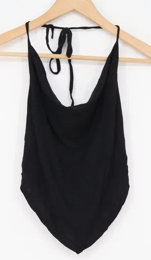 Unbranded Halter Top Womens N/A Cowl Neck Black Handkerchief Hem Excellent thumbnail 1