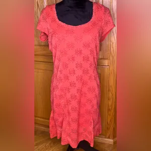 Free People Daisy Lace Godet‎ Fit & Flare Mini Dress Orange Persimmon Size Large thumbnail 6