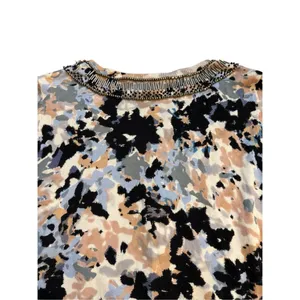 Anthropologie HWR‎ Monogram Beaded Collar Crop Cardigan Sweater Abstract Pattern thumbnail 9