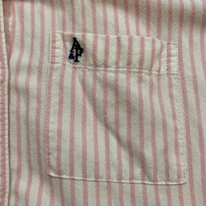 Abercrombie & Fitch Pink White Striped Button Down Shirt Women’s Medium thumbnail 9