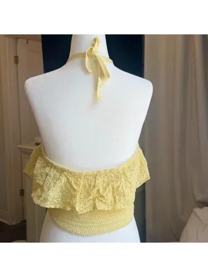 Yellow boutique Halter Crochet Crop Top | Size S thumbnail 4