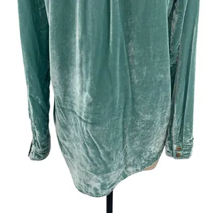 Anthropologie Pilcro Mara Relaxed‎ Velvet Buttondown Top Teal Blue Size US 2 thumbnail 10