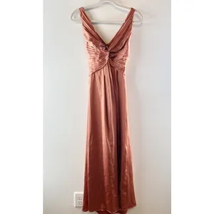 Hello Molly Piece Of Your Love Satin Maxi Dress Rust Coral Peach Pink 2 thumbnail 5