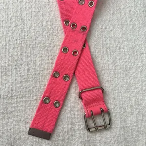 Vintage‎ 90s Y2K Bright Neon Pink Waist Belt Silver Grommet Eyelets 38 In Womens thumbnail 5