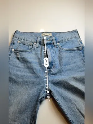Madewell Jeans Perfect Vintage Straight Jean Light Wash Distress Raw Hem Size 26 thumbnail 9