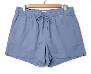 Gap Womens Pull On Shorts Size L Blue Linen Blend 4" Inseam Beach Summer Coastal thumbnail 1