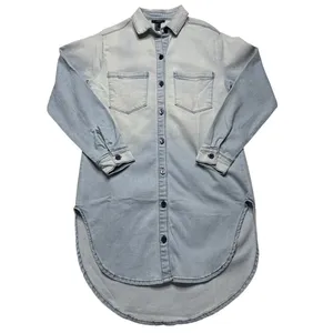 Forever 21 Light Wash Denim Button Front Shirt Dress Small NWT Coastal Western thumbnail 2