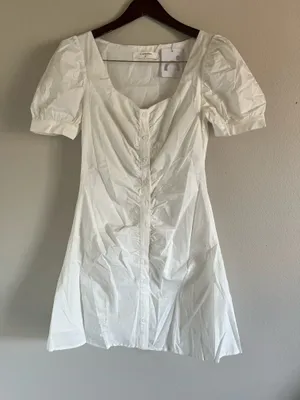 Commense White Puff Sleeve Short Shirt Dress thumbnail 4