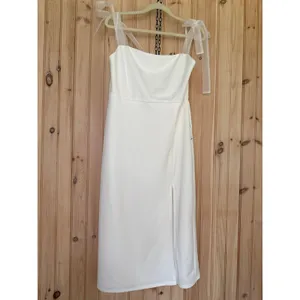 Lulus Romantic Celebration White Tie-Strap Bodycon Midi Dress Party Extra Large thumbnail 2