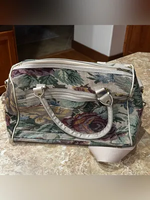 Vintage Concourse Tapestry Travel Overnight Shoulder Bag Luggage Grannycore thumbnail 3