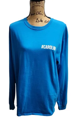 Gildan Carolina Long Sleeve T-Shirt Graphic‎ Tee Casual Top Large thumbnail 1