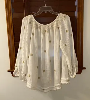 Free People NWT $168 Ivory Aldous Embroidered Button Front Raw Seaming Set S thumbnail 16