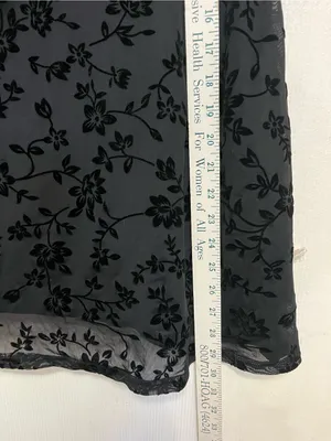 SHEIN Black Floral Flocked Mesh Midi Dress thumbnail 3