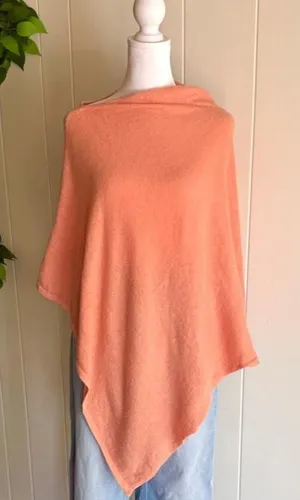 Cashmere Orange Luxury Poncho Boho Women's Shawl One Size thumbnail 1