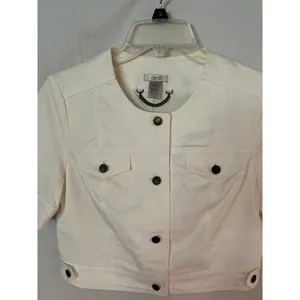 Cache White Cotton Blend Front Button Short Jacket Top Lined Side Tab NWT $118 thumbnail 7