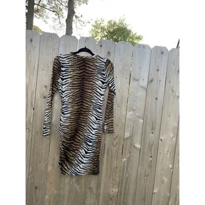 Grecerelle Tiger Print Bodycon Dress Size Small animal‎ long sleeve club summer thumbnail 8