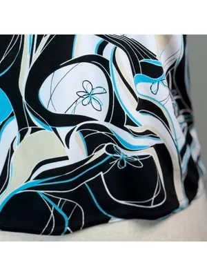 Y2K Vintage Halter Top Blue Black Floral Abstract Swirls Small McBling Going Out thumbnail 6