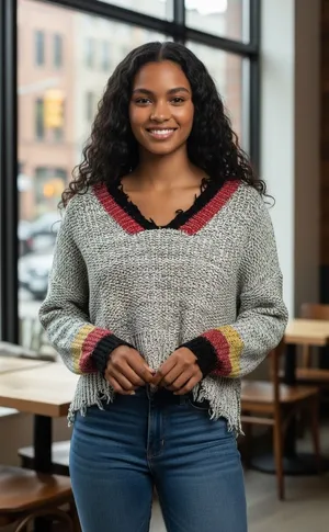 Vintage Havana Womens Sweater Small‎ Gray V Neck Long Sleeve Pullover thumbnail 1